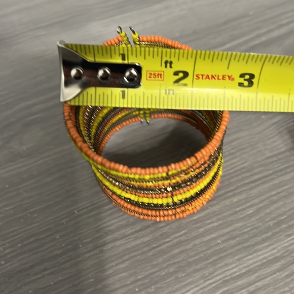 Boho Beaded Cuff Bracelet, EUC, Yellow, Gold, Brown, Orange - Picture 4 of 5